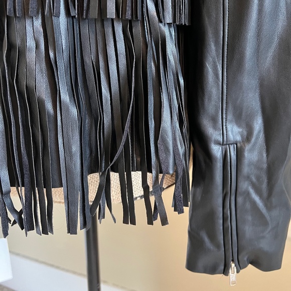 Trouvé Black Faux-Leather Fringe Jacket - Picture 10 of 10